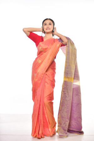 Peach Purple South Silk Saree